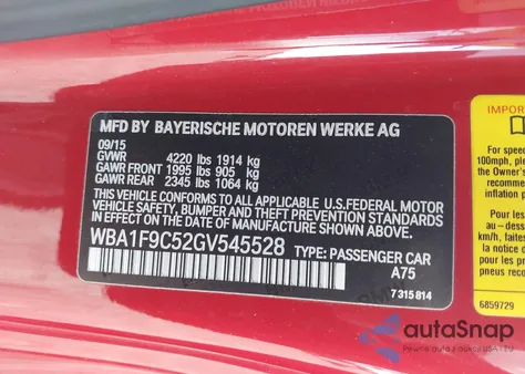2016 BMW 228I z USA, uszkodzony, nr VIN WBA1F9C52GV545528